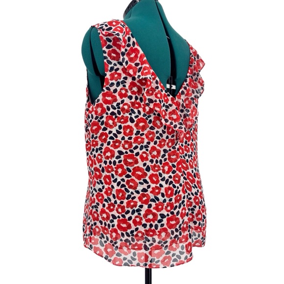 Cabi Flipside Blouse #5356, Abstract Poppy Print Sleeveless Top, Large - Picture 3 of 17
